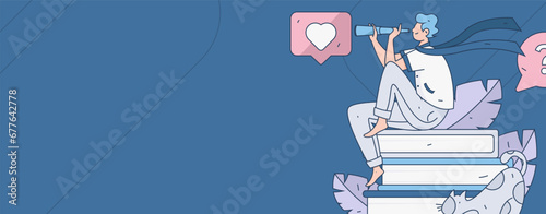 Education learning people flat vector concept hand drawn illustration

