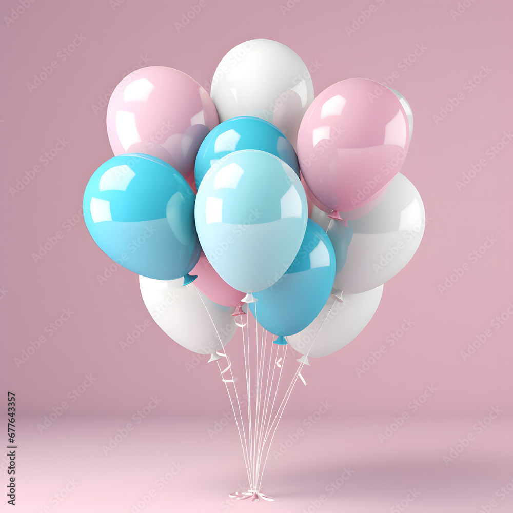 custom made wallpaper toronto digitalPink, blue and white balloons bouquet isolated on light background