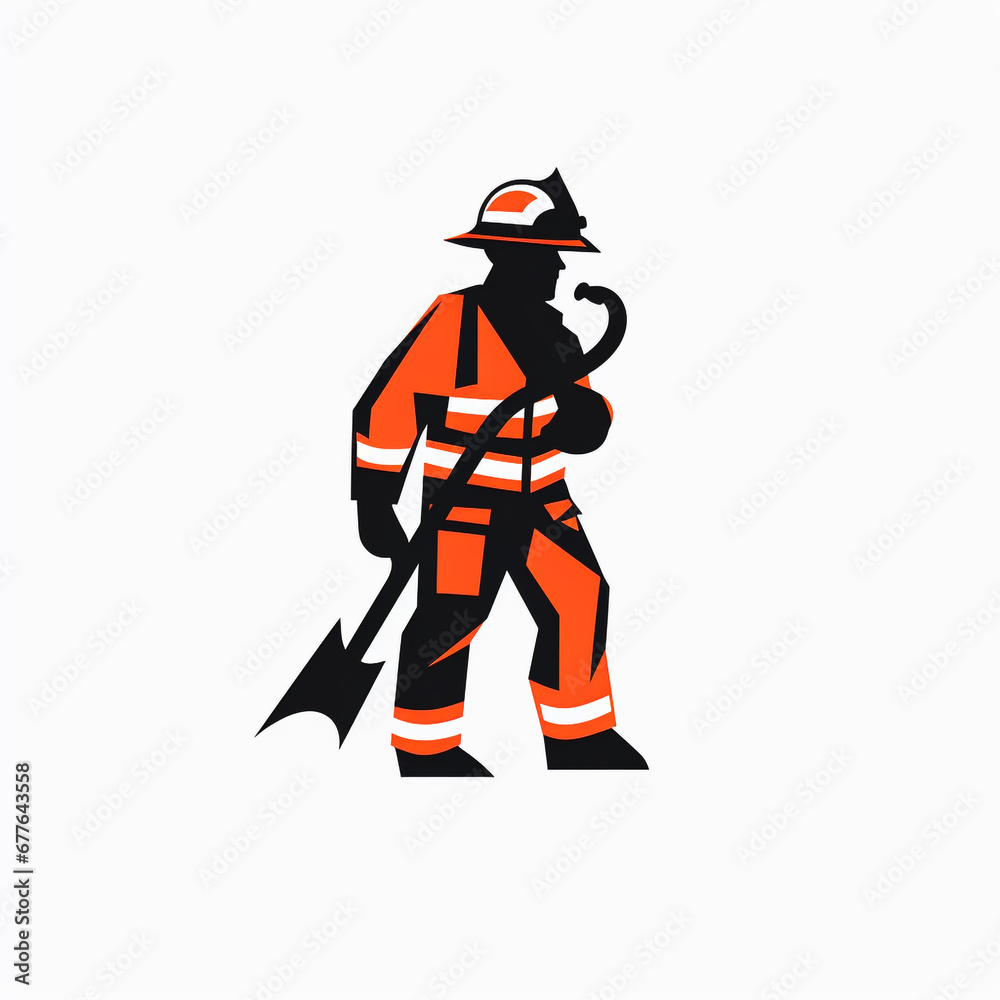 Clip art illustration of a male firefighter complete with fire prevention clothing. Isolated on white background. Clip art illustration of a male firefighter complete with fire prevention clothing. Isolated on white background.