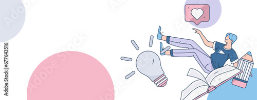 Education learning people flat vector concept hand drawn illustration
