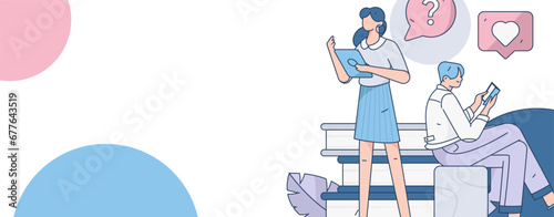 Education learning people flat vector concept hand drawn illustration
