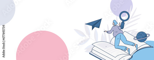 Education learning people flat vector concept hand drawn illustration
