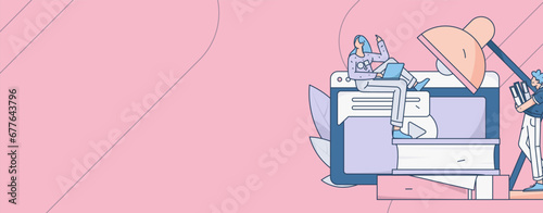 Education learning people flat vector concept hand drawn illustration
