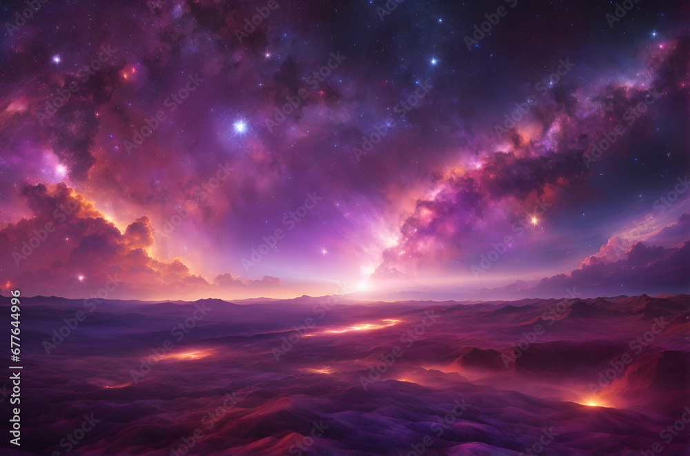 Beautiful 3D Colourful Sky Horizon Illustration