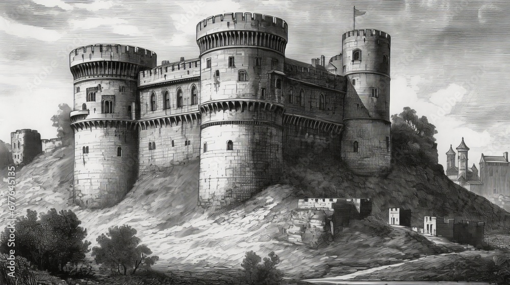 A highly detailed black and white AI generated illustration A highly detailed black and white AI generated illustration
