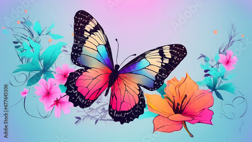 butterfly and flowers generated ai © iLegal Tech