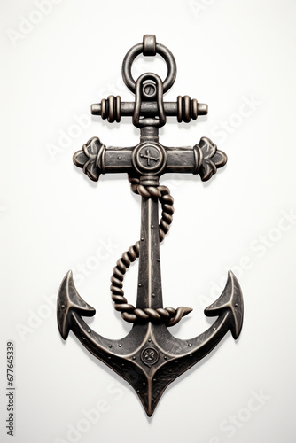 Metal anchor on a white background