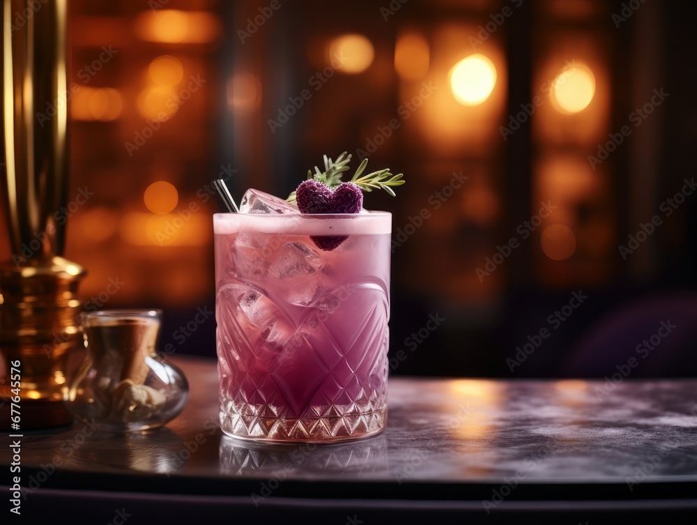 Valentine's Day drink, a delicious cocktail, in a luxury bar