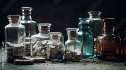 different bills and bottles for pharmaceutical AI generated illustration