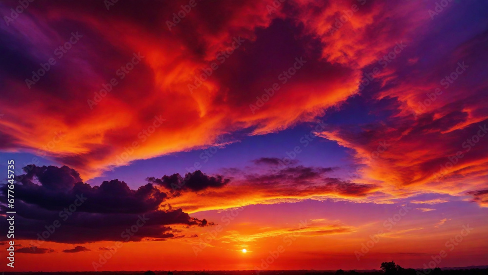 sunset in the clouds with warming colors 