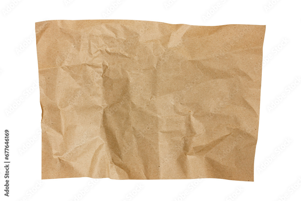 Crumpled wax paper. Piece of paper isolated on white background.