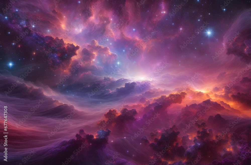 Beautiful 3D Colourful Space Illustration