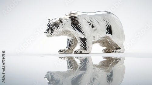 A bear statue, captured on a pure white surface, reflecting the uncertainty of the stock market.