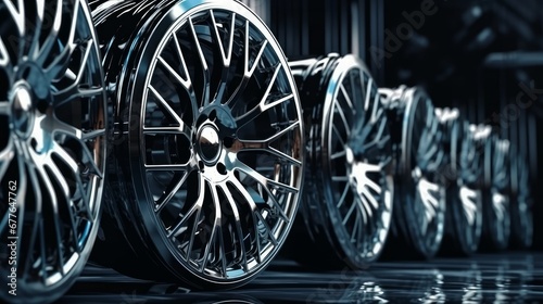 New car wheels for auto industry service and mainten AI generated illustration photo