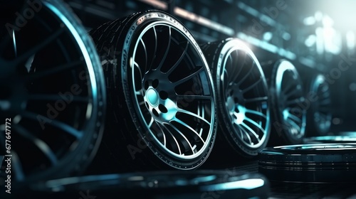 New car wheels for auto industry service and mainten AI generated illustration