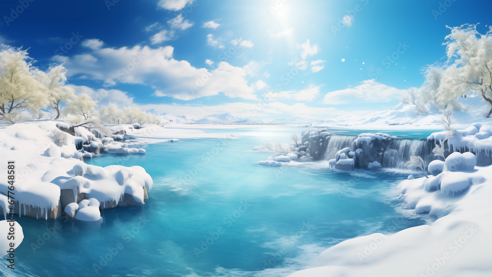 Obraz premium A view of the vast Blue Lagoon in the Arctic region on a sunny day