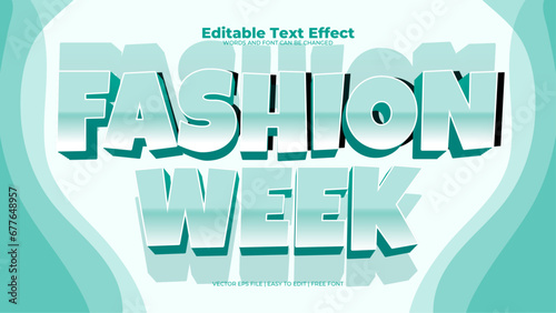 Green and white fashion week 3d editable text effect - font style