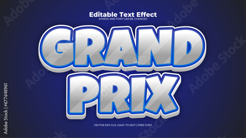Blue and silver grand prix 3d editable text effect - font style