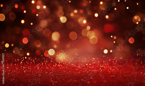 Black Red Gold Glitter Bokeh Design, Display Background Is Black At the Top and turns into red glitter which fades into fine gold glitter, sparkle, wallpaper, romantic Valentine's day concept