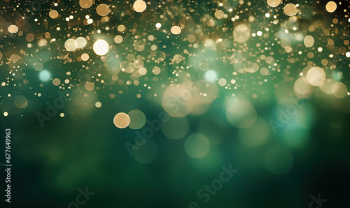 abstract bokeh green and gold glitter background with bokeh defocused glitter for Saint patricks day, Happy St. Patrick's day, St patty's day celebrate
