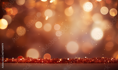 Rose Gold Bokeh Glitter Background for product display or advertisement, nye backdrop, new years eve celebrate, happy new year