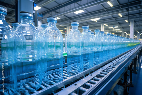 Water bottling line in water factory