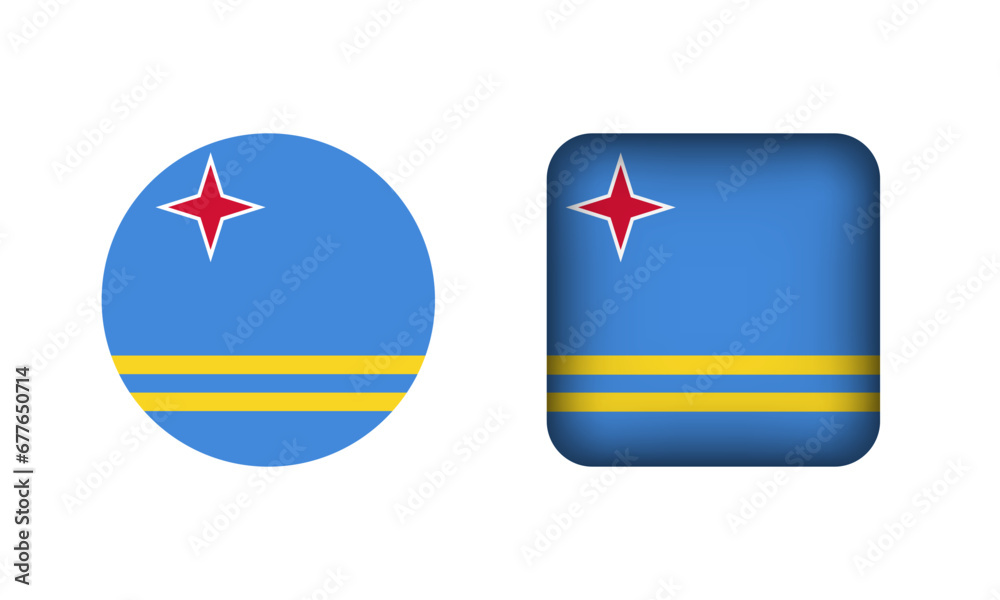 Flat Square and Circle Aruba National Flag Icons Flat Square and Circle Aruba National Flag Icons