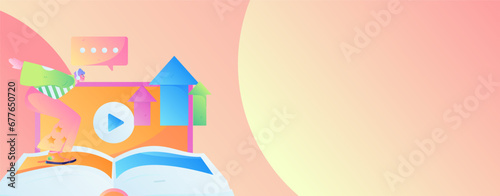 Education learning people flat vector concept hand drawn illustration
