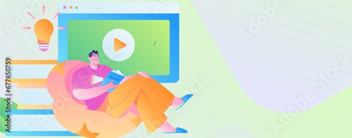 Education learning people flat vector concept hand drawn illustration
