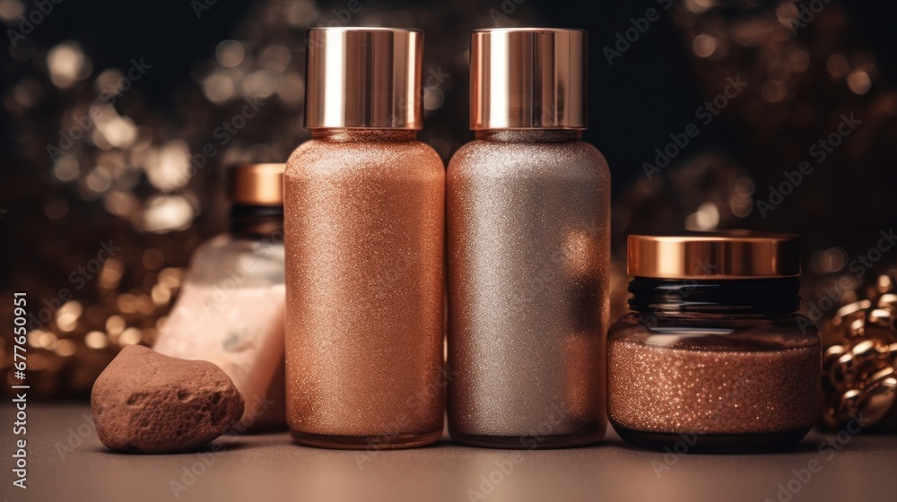 Body lotions with shimmer for a radiant glow AI generated illustration Body lotions with shimmer for a radiant glow AI generated illustration