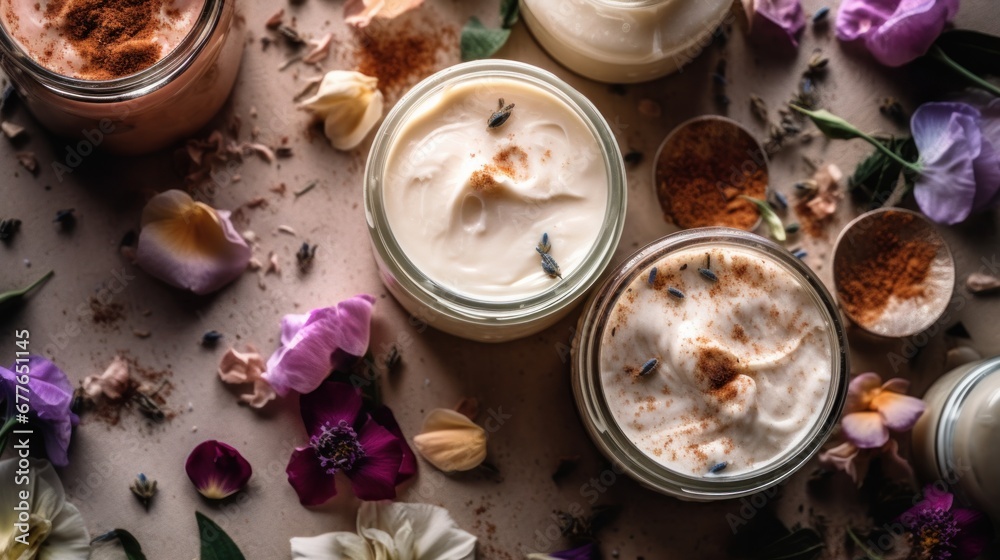 Fragrant body lotions with skin-loving ingredients AI generated illustration Fragrant body lotions with skin-loving ingredients AI generated illustration