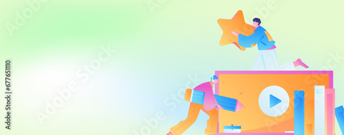 Education learning people flat vector concept hand drawn illustration
