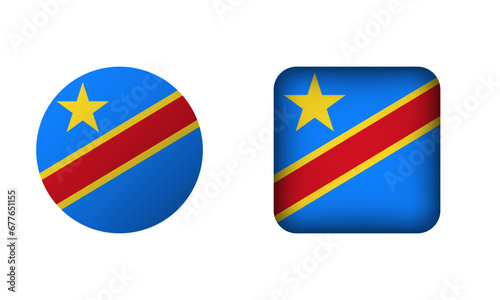 Free Download Flat Square and Circle Democratic Republic of the Congo National Flag Icons - GFXLoad