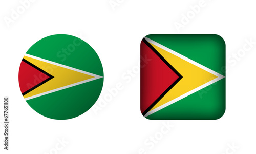 Free Download Flat Square and Circle Guyana National Flag Icons - GFXLoad