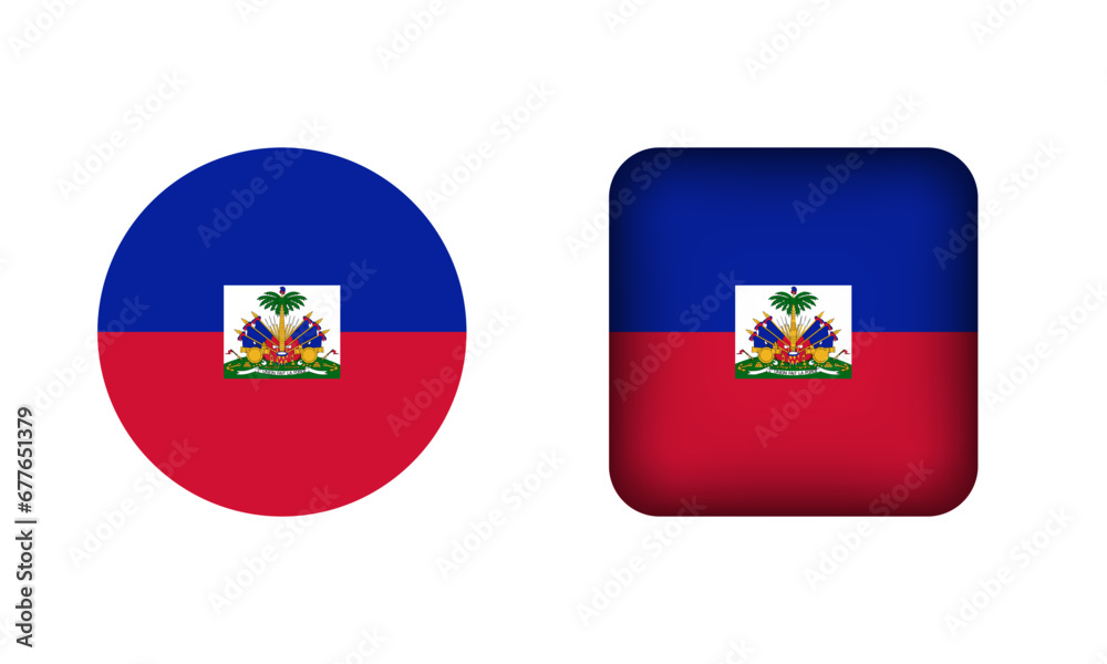 Obraz premium Flat Square and Circle Haiti National Flag Icons