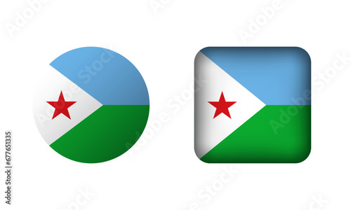 Free Download Flat Square and Circle Djibouti National Flag Icons - GFXLoad