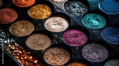 The magic of a glittering eyeshadow palette AI generated illustration