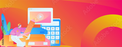 Education learning people flat vector concept hand drawn illustration
