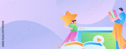 Education learning people flat vector concept hand drawn illustration
