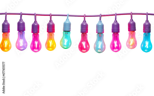 Multicolored Lamp Garland on Transparent Background, PNG Format