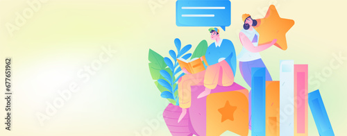 Education learning people flat vector concept hand drawn illustration
