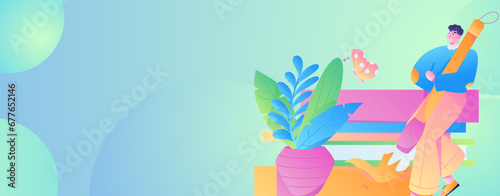 Education learning people flat vector concept hand drawn illustration
