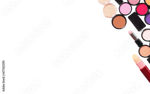 Top-View Line of Cosmetics on Transparent Background, PNG Format