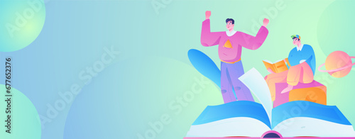 Education learning people flat vector concept hand drawn illustration 