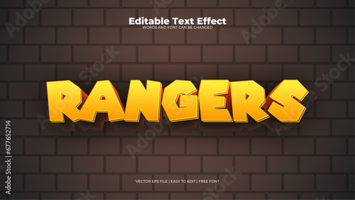 Brown and yellow rangers 3d editable text effect - font style