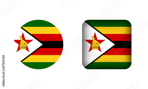 Free Download Flat Square and Circle Zimbabwe Flag Icons - GFXLoad