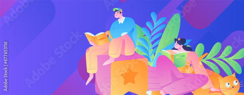 Education learning people flat vector concept hand drawn illustration
