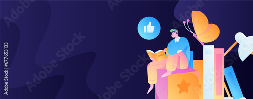 Education learning people flat vector concept hand drawn illustration
