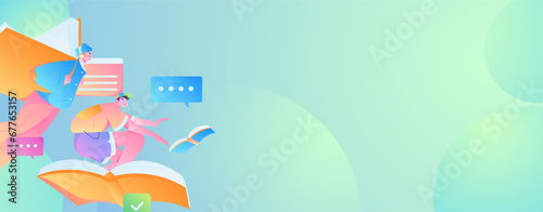 Education learning people flat vector concept hand drawn illustration
