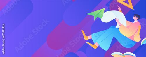 Education learning people flat vector concept hand drawn illustration
